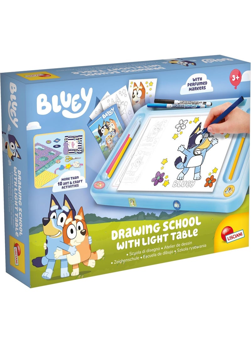 BLUEY Drawing School - Educational Drawing Kit for Children from 3 Years - A4 Light Table - Scented Felt Pens - Stencils, Stickers & Scissors - Manual and Creative Activities - Image 1